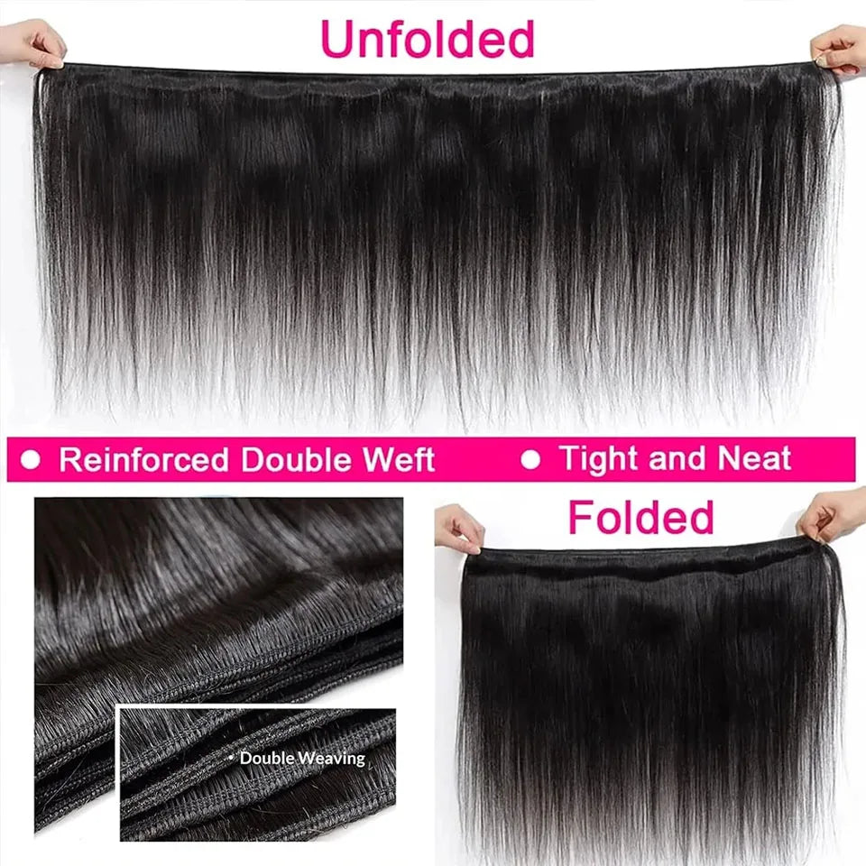 Bone Straight Human Hair Bundles With 13x4 HD Lace Frontal With Extensions Brazilian Weavings 3 Bundles With Closure for Women